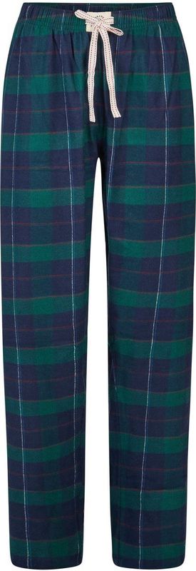Happy Shorts Dames Pyjama Broek Lang Donkerblauw/Groen Geruit Flanel - Maat S
