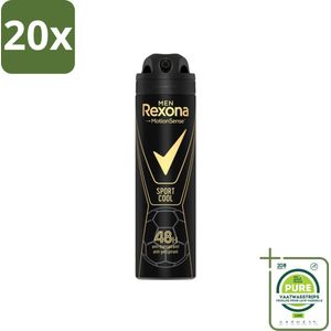 20 x Rexona Men - Sport Cool - Deodorant Spray - Anti Transpirant - 150 ml - Grootverpakking - Rexona Deodorant - Deodorant Spray - Antitranspirant - Sport Deodorant - Mannelijke Deodorant