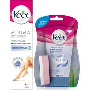 Veet - Pure - Ontharingscreme Gevoelig Minima 100ML - Veet - Pure - In Shower Crème Sensitive 150ML - Voordeelverpakking