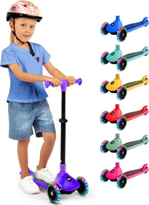 SereneLife - 3-Wiel Step - Opvouwbare Step - LED Verlichting - Verstelbaar Stuur - Antislip Voetplaat