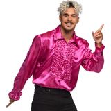 Boland - Party shirt knalroze (M) - Volwassenen - Danser/danseres - 80's & 90's - Disco