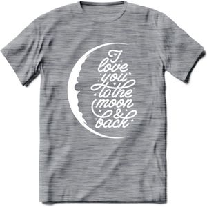I Love You To The Moon - Valentijn T-Shirt | Grappig Valentijnsdag Cadeautje voor Hem en Haar | Dames - Heren - Unisex | Kleding Cadeau | - Donker Grijs - Gemaleerd - XL
