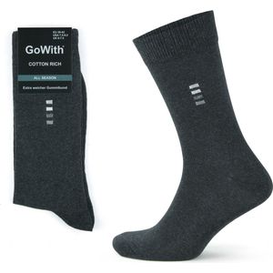GoWith - katoen sokken - 5 paar - sokken heren - kleur antraciet - maat 39-42