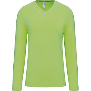 Kariban Herenshirt met lange mouwen en V-hals Lime - S