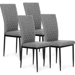 Eetkamerstoelen - set van 4 - grijs - hoogwaardig schuimvulling