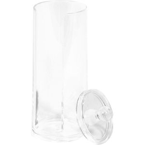 Wattenstaafjes Houder | Wattenschijfjes Houder | Dispenser | Make-up Organizer | MUA | Make-up Artist | Beauty | Acryl | 7x18cm | Transparant en Stapelbaar