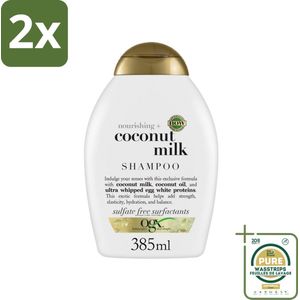 OGX - Coconut Milk - Shampoo - Voedend - Tropische Geur - 385 ml - Voordeelverpakking - 2 stuks - Kokosmelk shampoo - Voedend haar