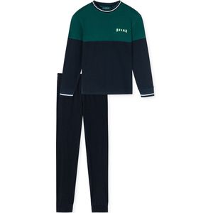 Schiesser Schlafanzug Lang Jongens Pyjamaset - dark green - Maat 140