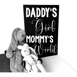 Kinderkamer tekstbord-papa's meisje mama's wereld-babykamer-kinderkamer-60x40 cm lxb