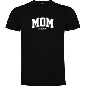 Zwart T-Shirt met “Mom Est. 2025“ Afbeelding Wit Maat L