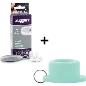 Pluggerz festival oordopjes + Partydop Universele Flessendop - Festival dop - Muziek oordoppen - Combi deal - Mint groen