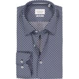 ETERNA - Modern Fit - Overhemd - Donkerblauw met Wit en Lichtblauw Dessin - Strijkvrij