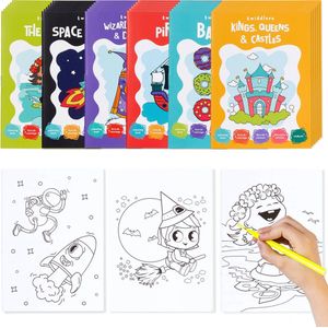 24 Mini Kleurboeken voor Kinderen - Heksen, Draken, Piraten, Kastelen & Meer - Bruiloften, Kinderfeestjes, Verjaardagen, Uitdeelcadeautjes, Traktaties, Weggeef Cadeautjes