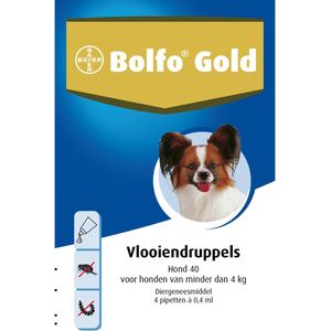 Bolfo Gold 40 Anti Vlooienmiddel Hond - 0 Tot 4 kg - 4 Pipetten