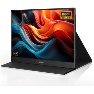 LANU® - Portable monitor 15.6 inch - Full HD - IPS draagbaar beeldscherm - 1 kabel-model - Plug & Play - HDMI gaming monitor - Met Hoes