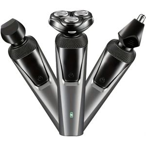 3in1 - 4D Scheerapparaat - Usb Oplaadbare Multifunctionele Trimmer met Bodyshaver + Baard/Precisietrimmer + Neustrimmer- Voor een complete en perfecte Lichaamshaar verzorging - Unisex - Kleur: Donkergrijs