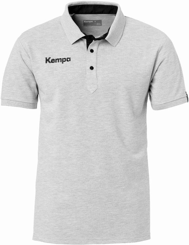 Kempa Kinder Prime Polo Shirt 2002159 Grau Melange/Schwarz-140