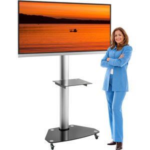TV vloerstandaard verrijdbaar | Geschikt voor 37 inch TV Standaard tot 70 inch TV Standaard | Geschikt voor minimaal 120cm tot 180cm hoog | Met AV Plateau | Stevig en verrijdbaar | In hoogte verstelbaar | 20 jaar garantie | 40 kilo draagvermogen