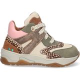 Bunnies JR 223844-266 Meisjes Hoge Sneakers - Groen/Roze/Print - Leer - Veters