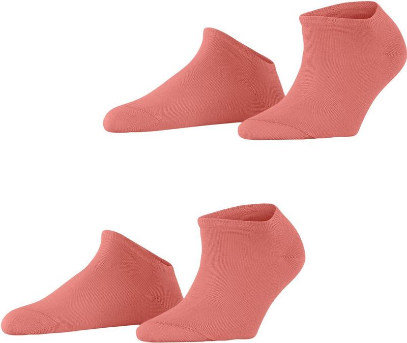Esprit Uni 2-Pack kort eenkleurig katoen multipack sneakersokken enkelsokken dames roze - maat 35-38