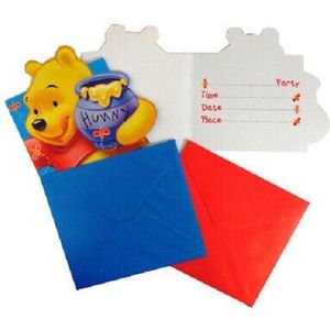 Winnie the Pooh - 6 uitnodigingen met envelop