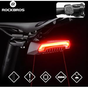 Oplaadbare Draadloze Rockbros Smart Fiets Licht Automatische Rem Gevoelige Licht IPx6 Waterdichte Led Oplaad Fiets Achterlicht Fiets Wielrennen Achterlicht Accessoires