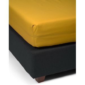 ESSENZA Premium Percale Hoeslaken Mosterdgeel - 180x200