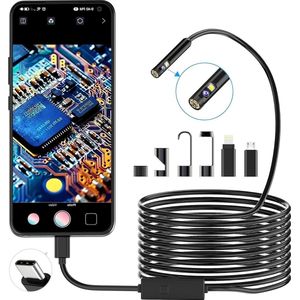 Dual Lens Snake Inspection Borescope Camera - 1920P Type C Endoscoop - 8 LED-lampjes - Android iOS Smartphone - iPhone iPad Samsung - 165 FT 5M