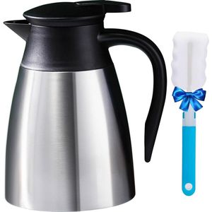 Thermische koffiekaraf 1000 ml, vacuümgeïsoleerde roestvrijstalen koffiethermosfles, koffiekaraffen om warme koffie en thee 12 uur/24 uur koud te houden