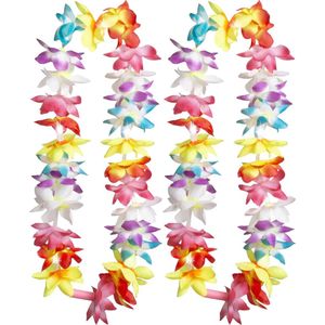 Toppers in concert - Boland Hawaii krans/slinger - 2x - Met LED lichtjes - Tropische/zomerse kleuren mix
