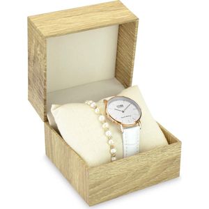 CO88 Collection Gift Set 8CO SET039 Horloge Geschenkset - Horloge met Armband - Ø 32 mm - Rosékleurig / Wit