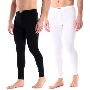 Ladeheid Heren Thermobroek 2 Pack Set - Sport - Thermoactieve - Lang - Katoen – Zwart/Wit – XXL - LA-LA40-247-UW-2B