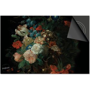 Inductie Beschermer Boeket Zwart print Exclusief 90x52cm