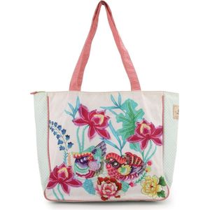 A Spark of Happiness | Shopper dames Wit,creme bloemen print | Dames tas | Wit, creme, gebloemd | Dames, vrouwen | HA2337