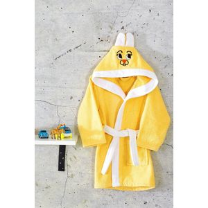Gekleurde Konijnen Badjas voor Jongens en Meisjes - Kinderbadjas - Gekleurde Badjas - Katoenen Badjas - Geel en Wit - 9/10 Jaar