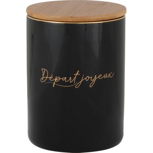 J-Line voorraadpot Départ Joyeux - porselein - zwart/goud