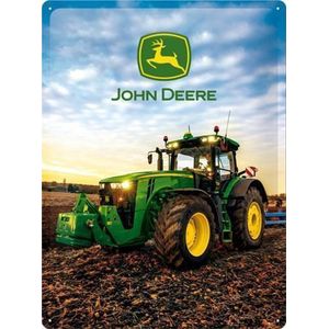 John Deere tactorrelief 40 x 30 cm metalen reclamebord