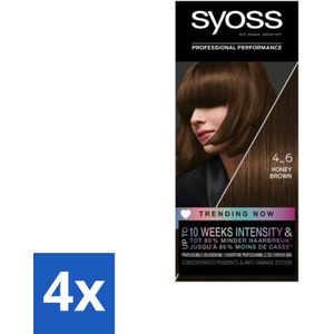 4 x Syoss - Haarverf - 4-6 Honey Brown - 1 Haarkleuring - Haarverf - Permanente Haarkleuring - Honingbruin - Syoss - Grijsdekking
