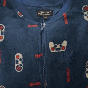 Outfitter jongens onesie fleece - maat 164 - Game over - marine