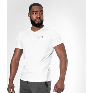 Body & Fit Essential Casual T-Shirt - Sportshirt Heren - Fitness Top Mannen – Maat L - Wit