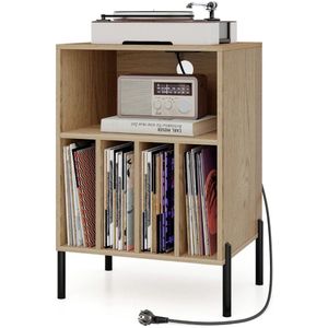 Platenspeler Meubel - LP-kast - Platenspelerkast - Draaitafelstandaard - Platenspelerstandaard - Vintage Displayplank - Natuurlijk