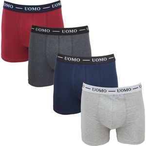 UOMO - Boxershorts - Grijs Blauw Rood Antraciet - 4-Pack - Katoen