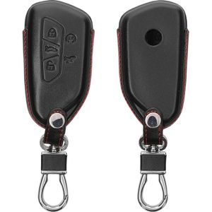Autosleutelhoes VW Golf 8 5-knops Seat Leon MK4 Tarraco Atec - Zwart Rood Leren Hoes .