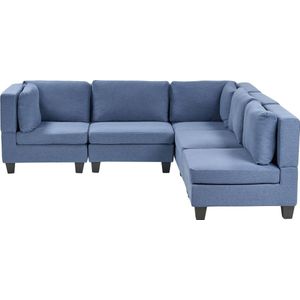 UNSTAD - 5-zitsbank modulair - Blauw - Linkszijdig - Polyester