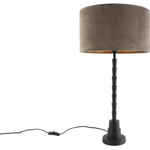 QAZQA pisos - Art Deco Tafellamp met kap - 1 lichts - H 660 mm - Taupe - Woonkamer | Slaapkamer