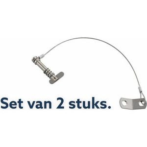 2x borgpin voor dekplaat met kabel-Bootkap-Biminitop-Buisbeslag-Borgpen.