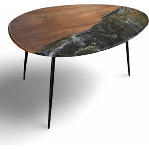 ORGNL Art Design - Bijzettafel - Unieke epoxy tafel 'Milky Way' - 70x50x40 - zwart/wit/beige/goud