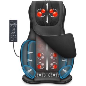 Shiatsu Massagestoelkussen met Warmte en Luchtcompressie - Draagbare Massagepad voor Rug en Nek