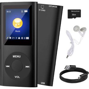 MP3 Speler - Zwart - Incl. 32GB SD Kaart - Digitaal 1,8-inch LCD-scherm - Bluetooth - FM-radio - Spraakrecorder