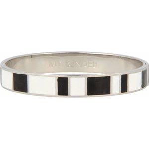 My Bendel - Zilverkleurige bangle in zwart wit design - Bangle met zwart/wit epoxy, zilverkleurige armband - Met luxe cadeauverpakking